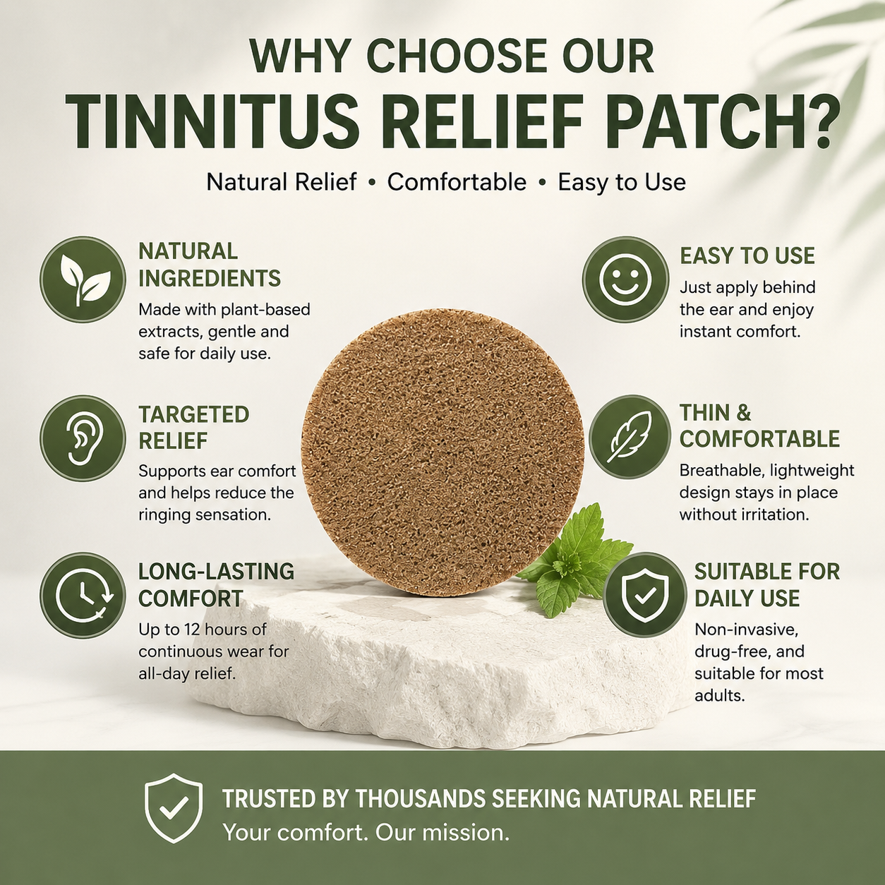 NATRAVOR TinniEase™ Patches Find Your Calm. Enjoy Quieter Moments.